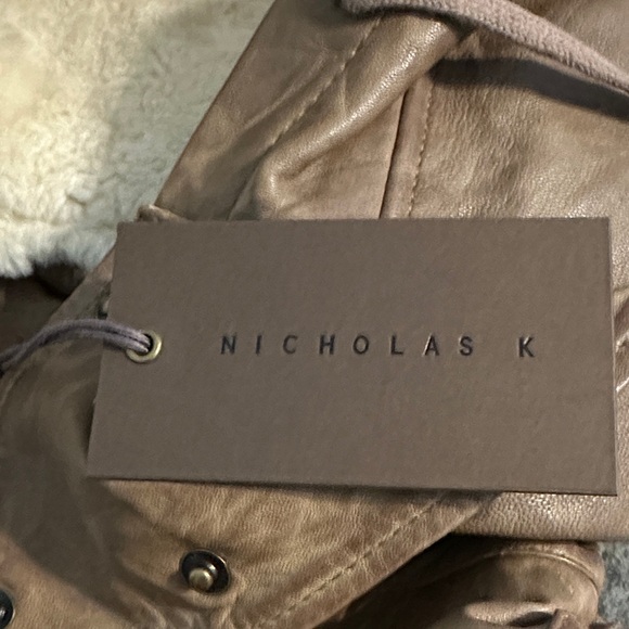 NICHOLAS K Sultan Jacket - Brown Leather Toggle Coat - Picture 14 of 16